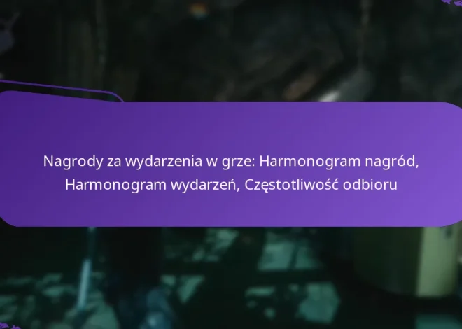 Nagrody za wydarzenia w grze: Harmonogram nagród, Harmonogram wydarzeń, Częstotliwość odbioru