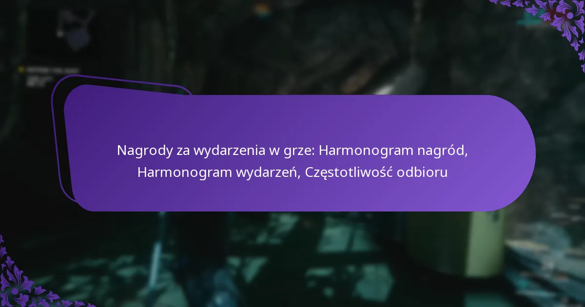Nagrody za wydarzenia w grze: Harmonogram nagród, Harmonogram wydarzeń, Częstotliwość odbioru