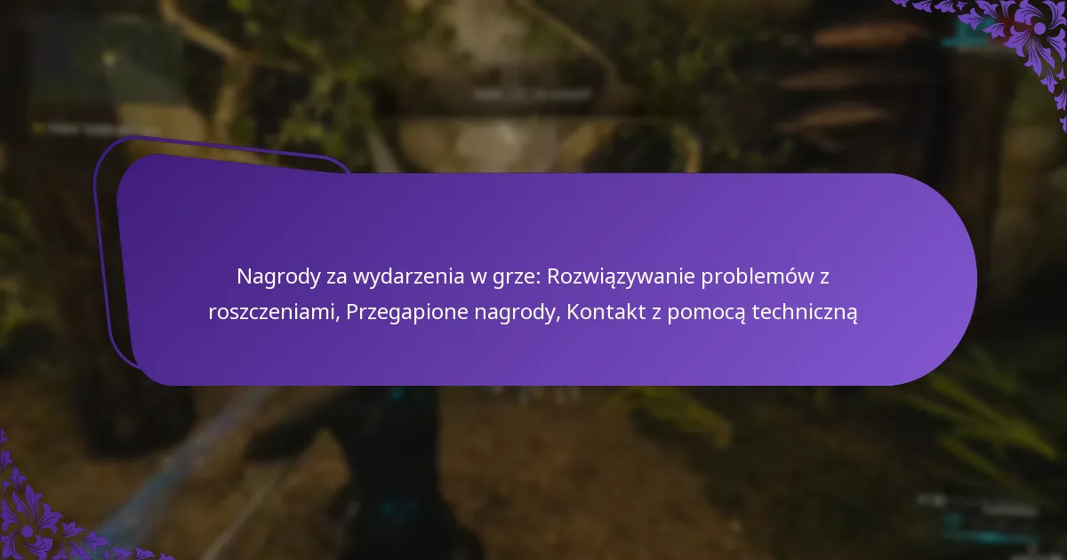 Nagrody za wydarzenia w grze: Rozwiązywanie problemów z roszczeniami, Przegapione nagrody, Kontakt z pomocą techniczną